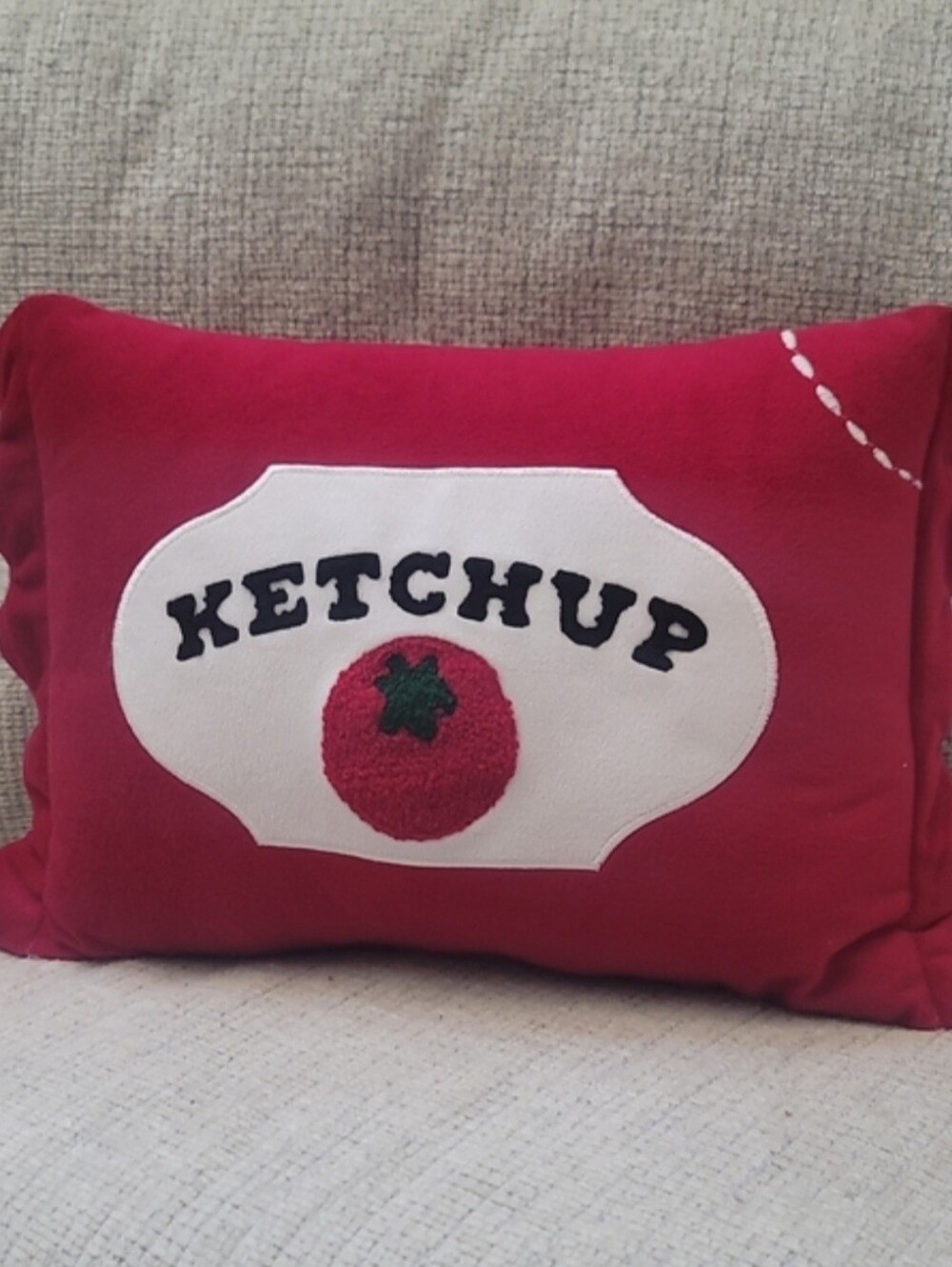 Ketchup Red DecorativePillow with Tomato Accent